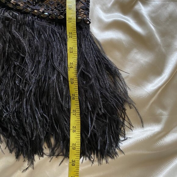 Sherri Hill Black Lace Beaded Feather Trim Mini Size 2 Party Prom Sweetheart - Picture 8 of 9